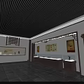 Traditional Chinese Exhibition Hall Interior With Wooden Decorations Display Cabinets And Lighting