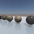 Five Various Textured Spherical Sculptures With Artistic Surface Patterns