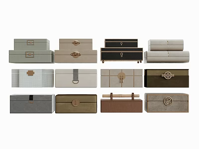 Stylish Decorative Ornament Set With Various Colors And Different Style Storage Boxes 3d model