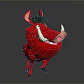 Cartoon Red Boar Character With White Tusks Black Mane And Smiling Expression