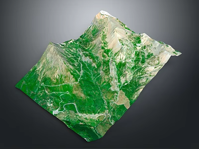 Natural Mountain Landscape With 3D Terrain Green Vegetation And Rolling Hills 3d model