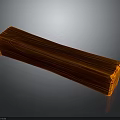 Long Rectangular Wooden Block With Orange Color And Natural Wood Grain On Dark Background