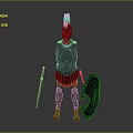 Roman Warrior Weapons Including Golden Sword and Red Accent Shield with Armor