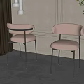 Modern Minimalist Dining Chairs With Light Pink Curved Upholstered Seats And Black Metal Frames