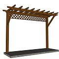 Wooden Garden Pergola with Lattice Top Design and Stone Base Platform Structure