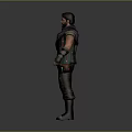 Game Movie Character In Standing Pose With Purple Scarf Green Vest And Arm Guards