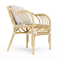 Natural Rattan Leisure Chair With Light Gray Soft Cushion And Simple Design
