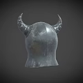 Medieval Warrior Weapon Helmet With Two Horns And Durable Metal Construction For Combat Use