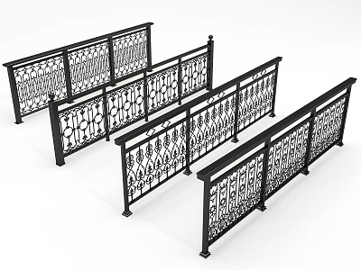 Decorative Black Metal Fence With Intricate Ornate Patterns And Modern Stylish Design 3d model