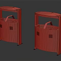 Two Modern Trash Bins With Curved Design And Metal Handles For Public Use