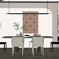 Modern dining table chair combination 3d model