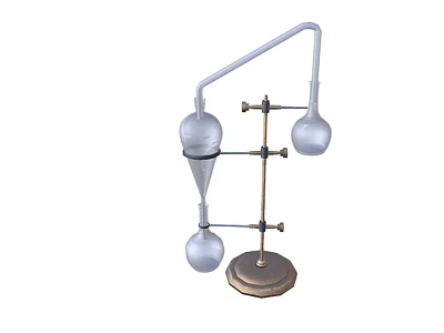 Laboratory Glassware Setup With Two Round Bottom Flasks And Condenser Tube 3d model