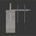 Various Shaped Concrete Blocks And Metal Stair Components On Black Reflective Surface