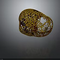 Decorative Hollow Sphere Sculpture With Gold Red Color And Intricate Perforated Design