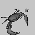 Realistic Crab Figure With Colorful Rubik's Cube On Gray Background