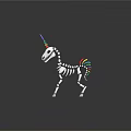 Detailed Unicorn Skeleton Model With Rainbow Horn And Colorful Tail On Dark Background