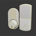 Silver Electronic Door Handle With Keypad Lock And Modern Sleek Design