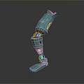 Character With Green Bionic Mechanical Leg Prosthesis Modern Design Features 3d model