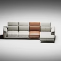 Modern Multi Seater Sofa With Gray And Brown Upholstered Sections And Chaise Lounge 3d model