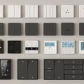Modern Switch Panels With Various Designs Colors Sockets And Digital Displays 3d model