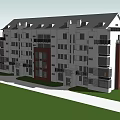 Modern Multistory Apartment Building Exterior With Balconies Gray Roof And Green Lawn