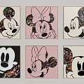 Colorful Mickey Minnie Themed Photo Wall With Framed Art Decorations