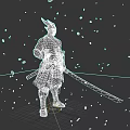 Game Movie Character Samurai Style With Long Sword Traditional Outfit Surrounded By Falling Petals