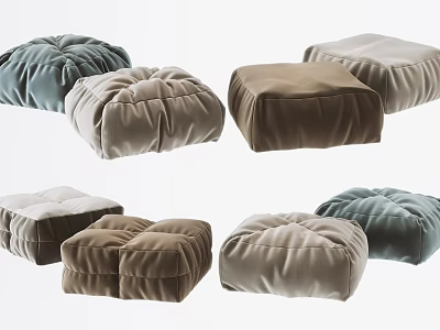 Soft Padded Sofa Stools In Multiple Colors For Modern Living Room Decor 3d model