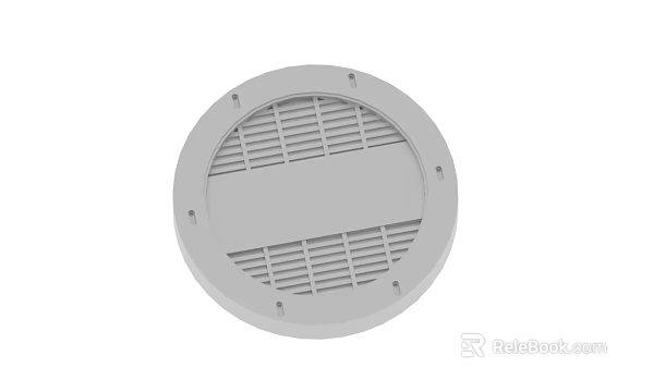 Circular Gray Vent Grille Cover With Grid Pattern And Mounting Holes 3d model 