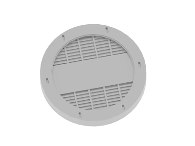Circular Gray Vent Grille Cover With Grid Pattern And Mounting Holes 3d model