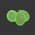 Three Fresh Ripe Blue Purple Shiny Plums with Reflections on Dark Background