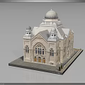Elegant Stone Building Featuring Central Dome Flanking Domes Arched Windows And Pedestal Base