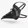 Black Leather Plague Doctor Mask With Long Beak And Glass Lens