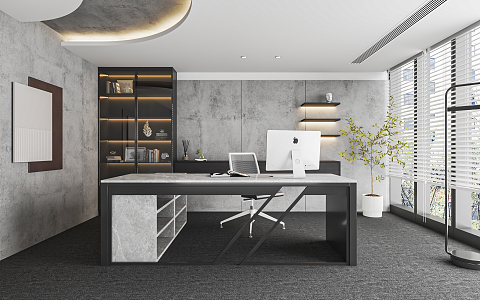 Modern Office Manager Office Chairman's Office Big Desk President's Office Sofa Combination Decorative Cabinet 3d model