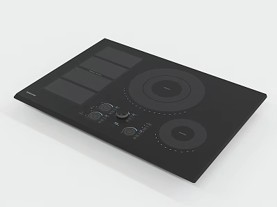Sleek Black Induction Cooktop Kitchen Appliance With Control Panel And Heating Zones 3d model