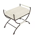 Modern Sofa Stool With Soft White Upholstered Seat And Solid Wooden Frame 3d model
