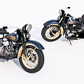 Classic Vintage Motorcycles With Blue Body Gold Wheels And Leather Seats Chrome Details