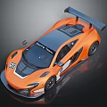 Orange Racing Car With Racing Team Logo Number 58 And Rear Wing Design