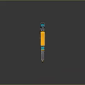 Modern Turquoise Tactical Firearm With Black Barrel Scope And Yellow Accents