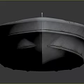 Small Weathered Metal Boat With Wooden Seats On Black Background And Reflection