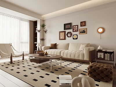 Quiet Style Living Room Ancient Living Room Vintage Living Room French Vintage Combination Sofa Coffee Table 3d model