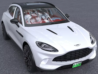 Aston Martin White SUV With Black Roof Sleek Design Black Grille And Green License Plate 3d model