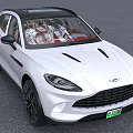 Aston Martin White SUV With Black Roof Sleek Design Black Grille And Green License Plate