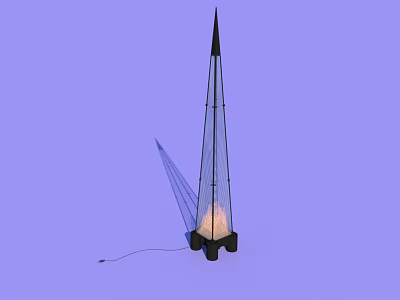 Conical Floor Lamp With Metal Frame Black Base And Illuminated Light Projection 3d model