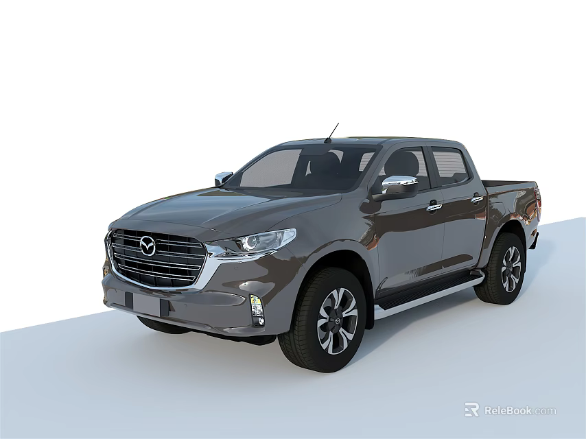 Gray Mazda Pickup Truck Exterior Design With Modern Front Grille And Body Lines 3d model 