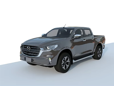 Gray Mazda Pickup Truck Exterior Design With Modern Front Grille And Body Lines 3d model