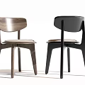 Modern Dining Chairs In Walnut And Black With Sleek Backrest And Seat Cushion