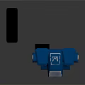 Blue Robot Character With Mechanical Limbs And Black Block Accessory