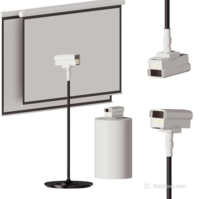Projection Monitoring System Featuring Surveillance Cameras And Wall Mounted Projection Devices 3d model 