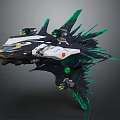 Futuristic Sci Fi Aircraft With Sleek Mechanical Design And Green Accents